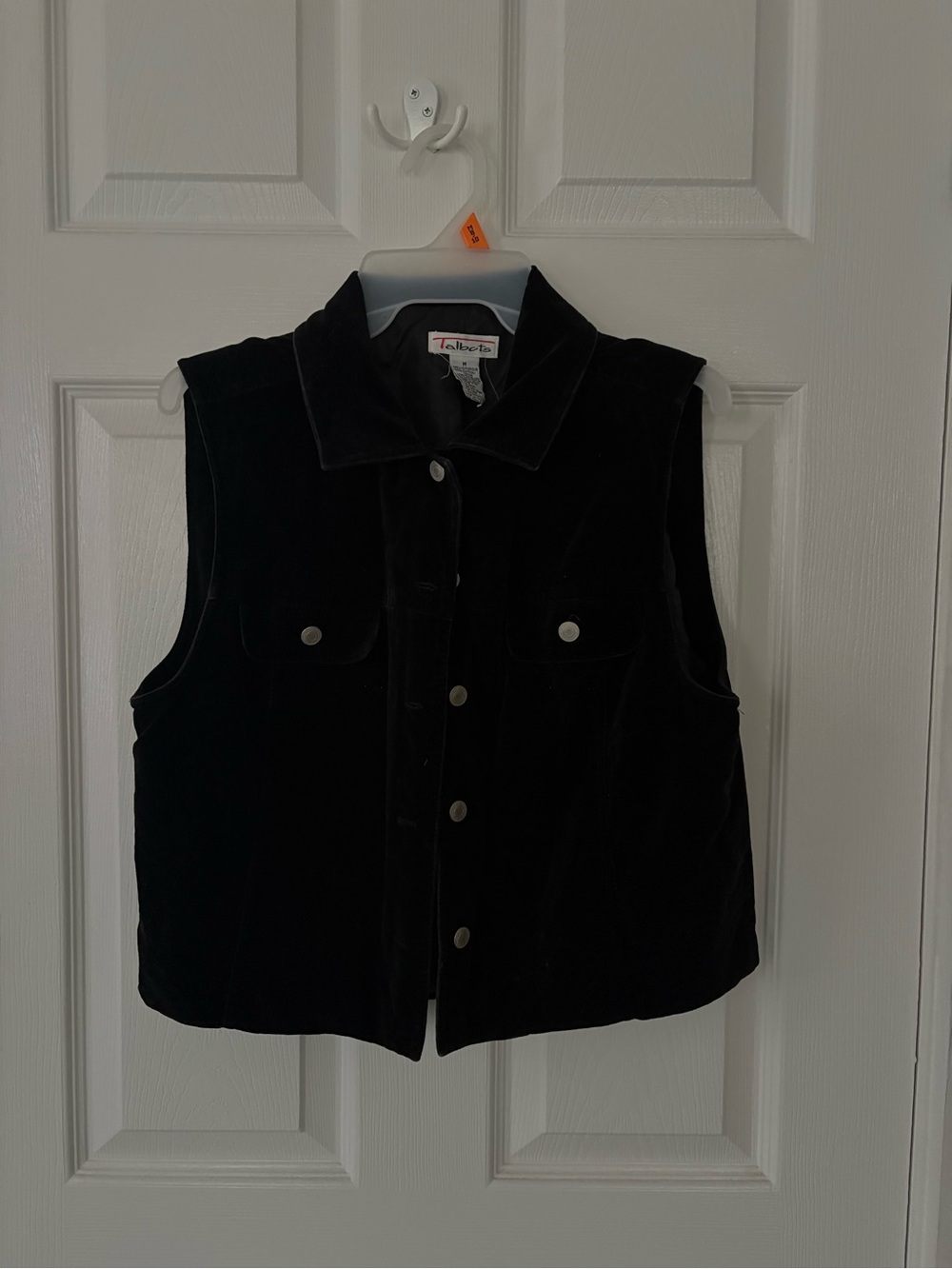 Talbots Kids Black Velvet Button-Front Vest with Flap Pockets